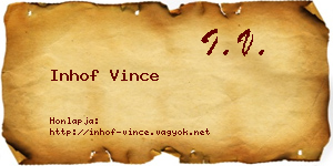 Inhof Vince névjegykártya